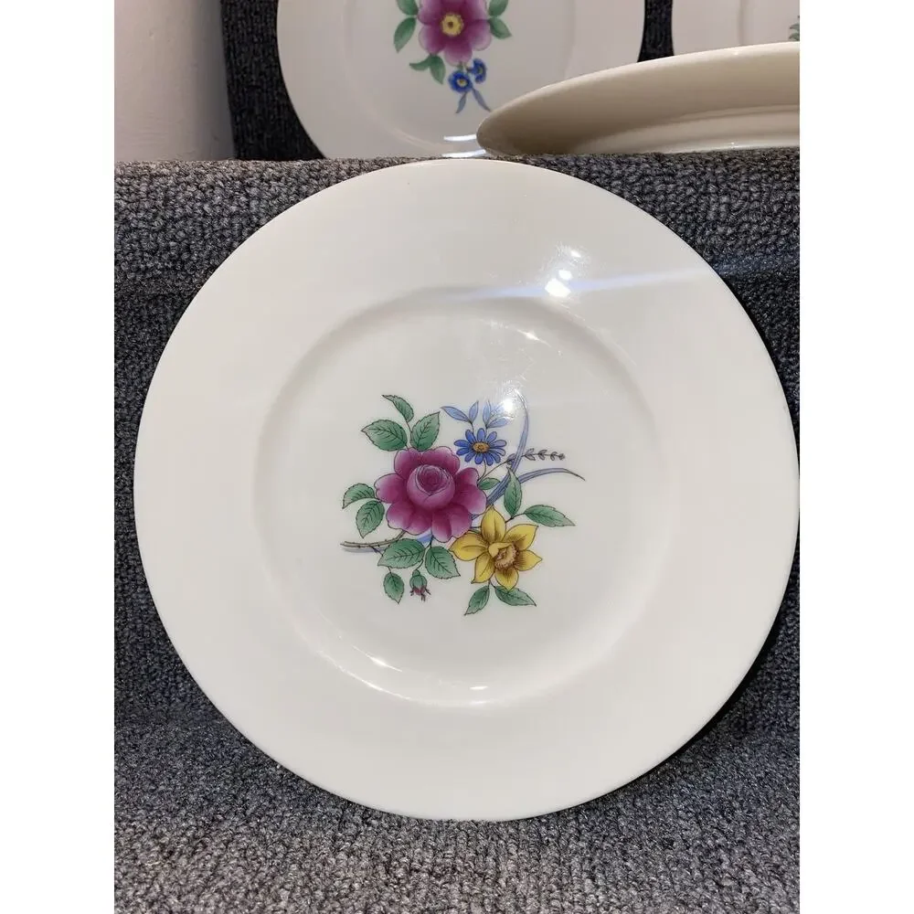 Lenox Butterfly Meadow Set of 5 Party Snack Plates Set 8” Flora Flower Lot White